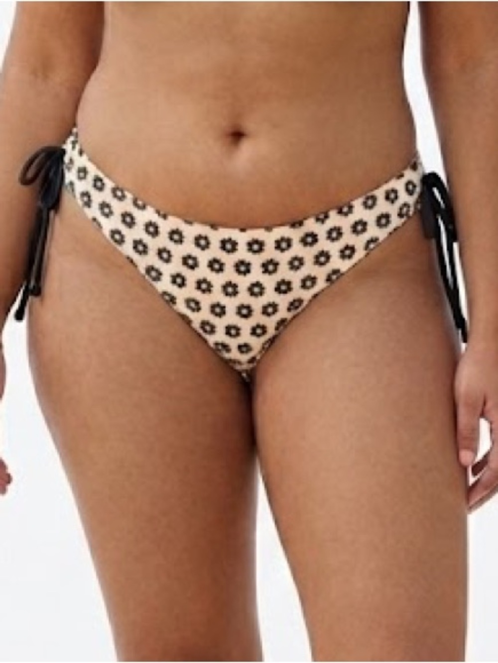 Salt + Cove Daisy Floral Side Tie Bikini Bottom Black Cream Swim Size S NWT